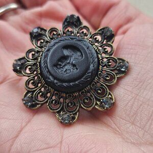 Vintage Style Women Ring Black/Gold Tone Fashion Jewelry Ring Adjustable